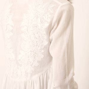 Mara Hoffman Wheat Embroidered Blouse Tunic Style White Size M
